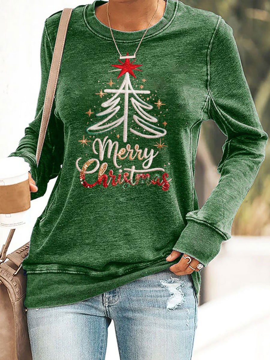 Women's Christmas Cross Print Casual Sweatshirt