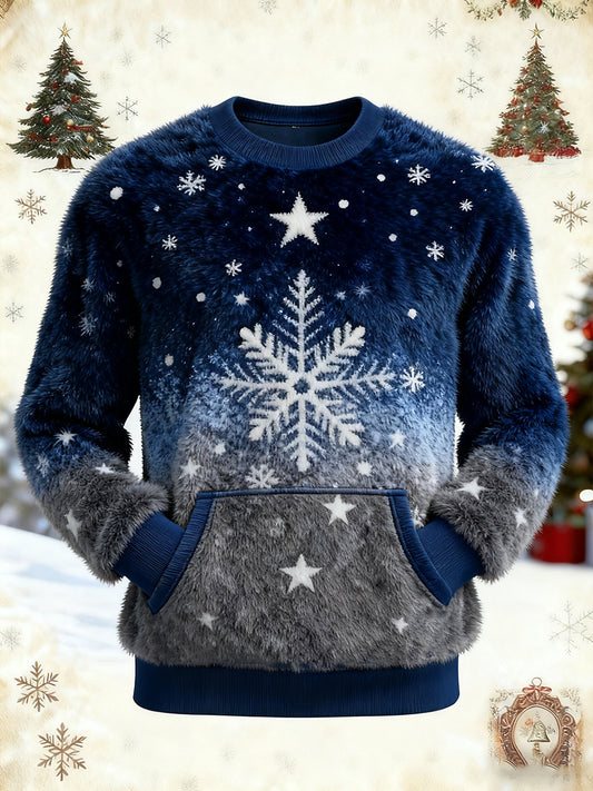 Men's Christmas Snowflakes Art Flannel Sweatshirt
