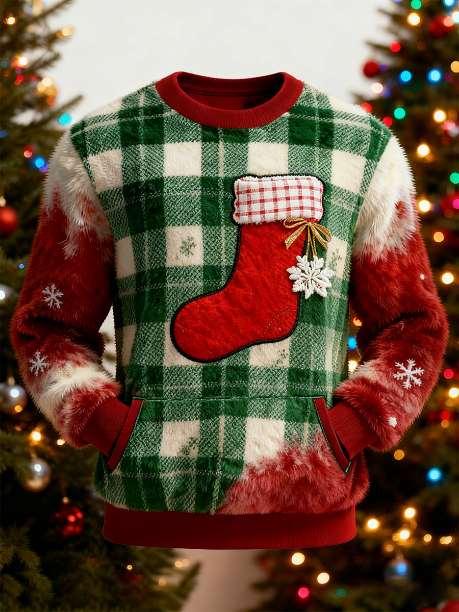 Men's Christmas Stocks  Art Flannel Sweatshirt