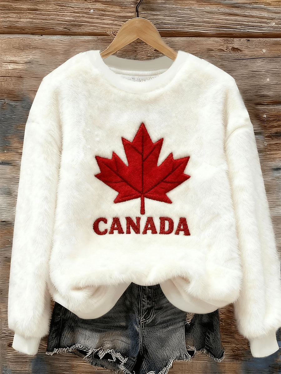 Women's Canadian Maple Leaf Print Casual Top