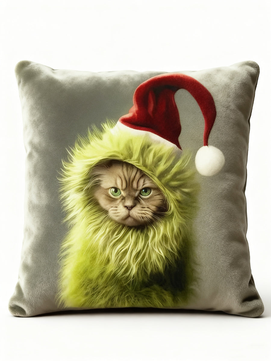 Christmas Fun Cat Santa Hat Pillow