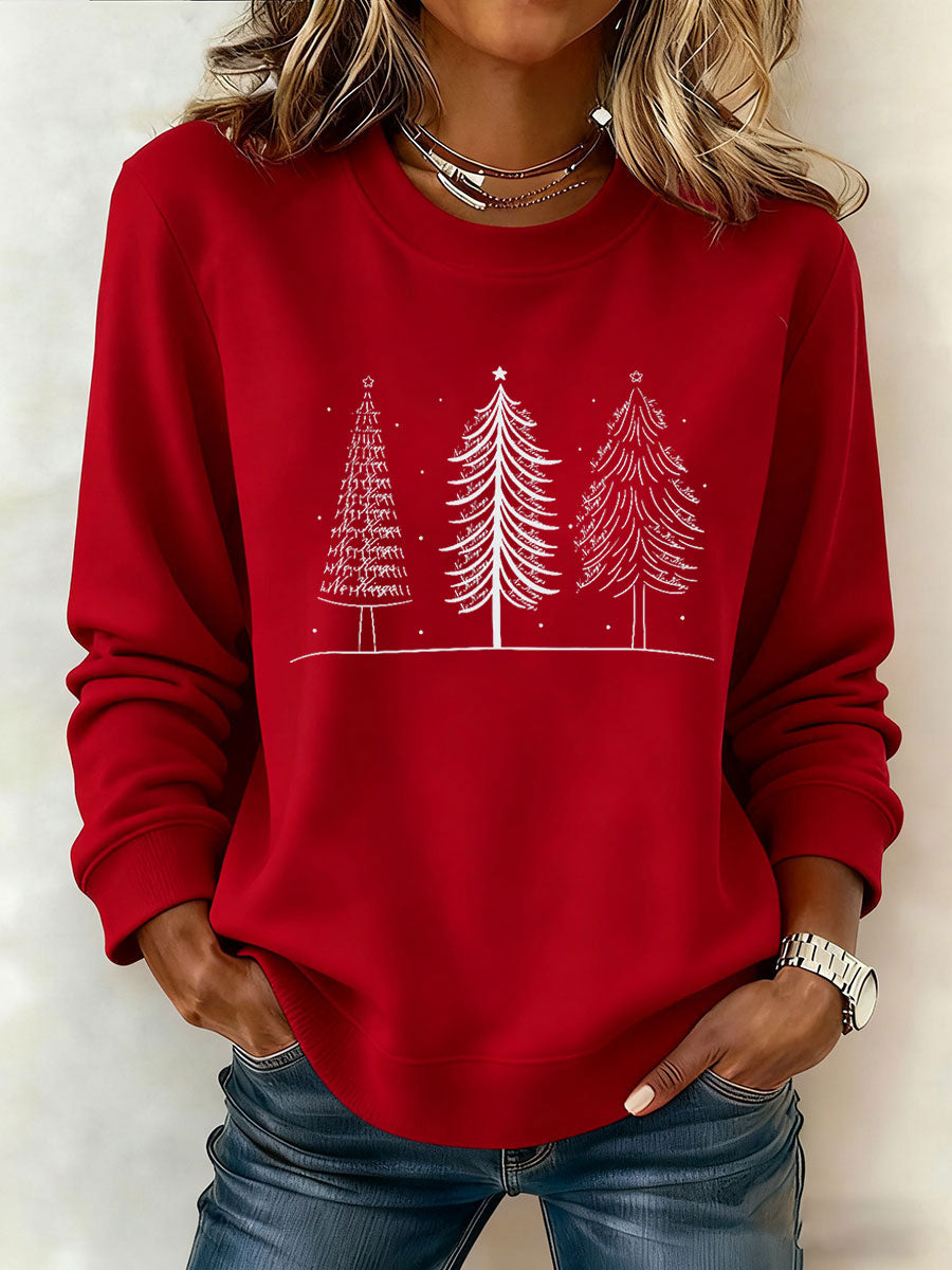 Women's Christmas Tree FDT Print Casual Sweatshirt