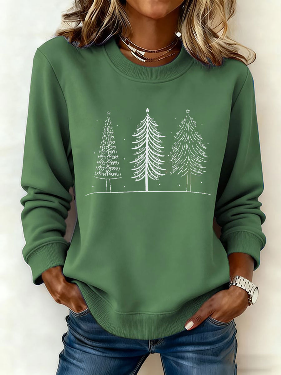 Women's Christmas Tree FDT Print Casual Sweatshirt