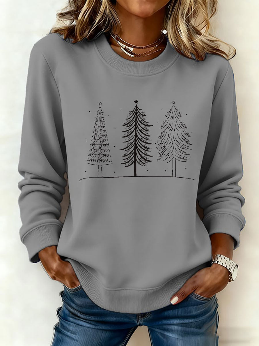 Women's Christmas Tree FDT Print Casual Sweatshirt