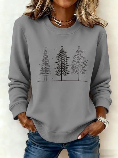 Women's Christmas Tree FDT Print Casual Sweatshirt