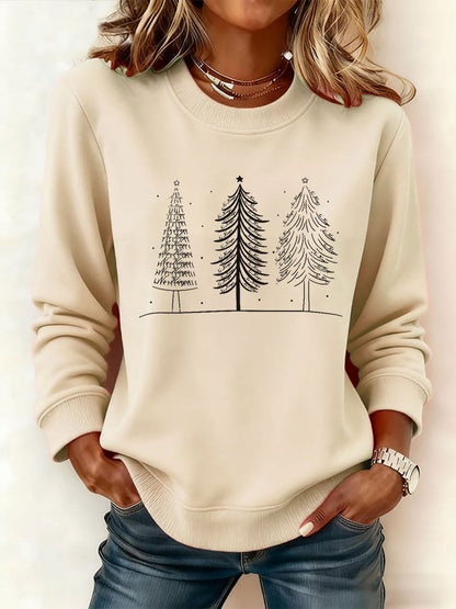 Women's Christmas Tree FDT Print Casual Sweatshirt