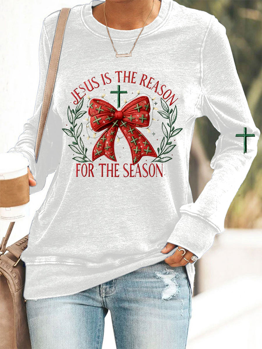Women's Jesus Is The Reason For The Season Christmas Casual Sweatshirt