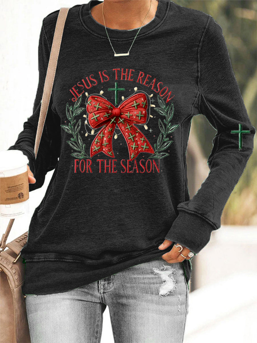 Women's Jesus Is The Reason For The Season Christmas Casual Sweatshirt