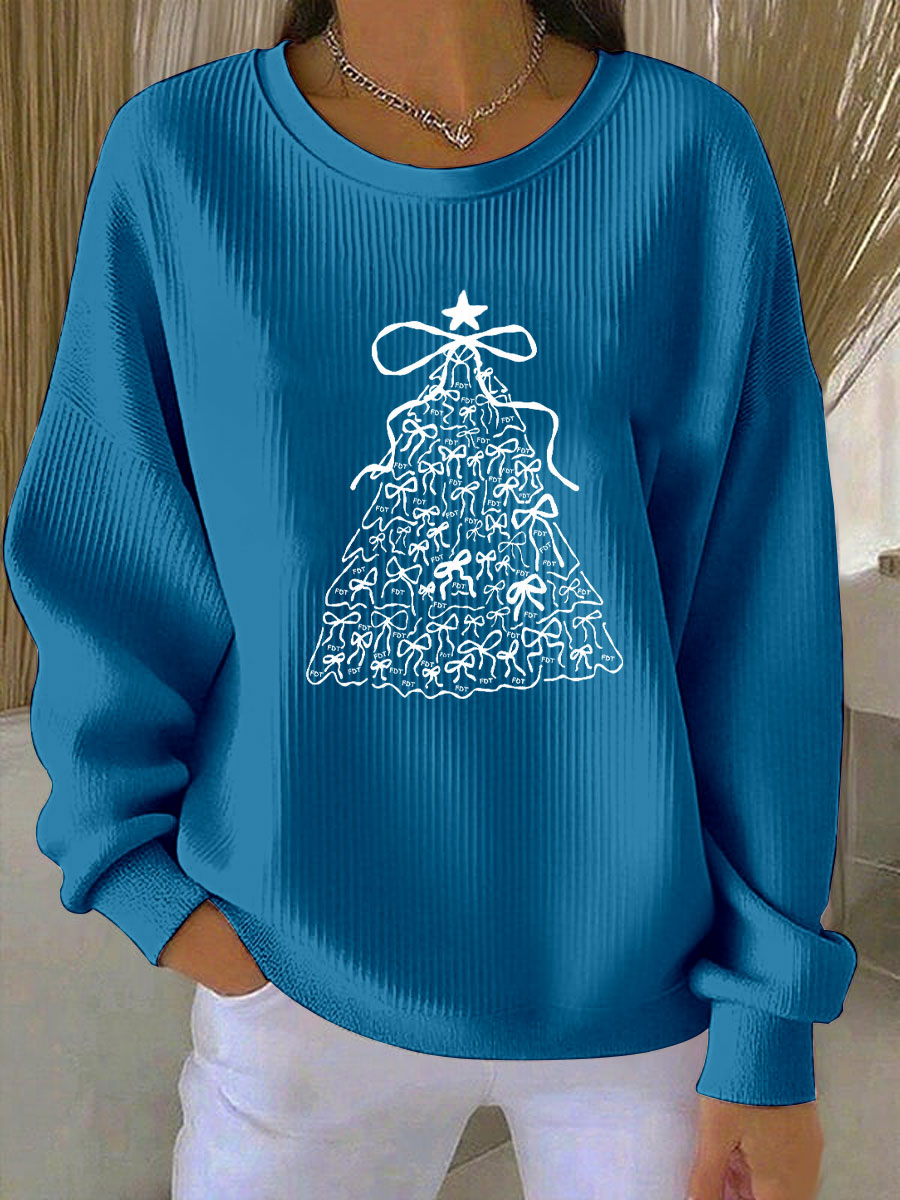Women's Christmas Tree FDT Print Casual Sweatshirt