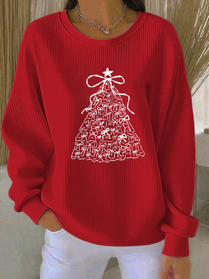 Women's Christmas Tree FDT Print Casual Sweatshirt