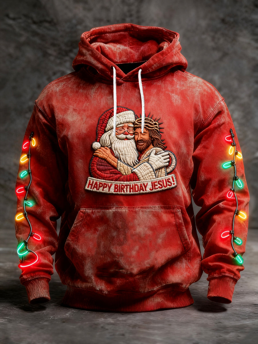 Retro Christmas Jesus Santa Claus Casual Hoodie