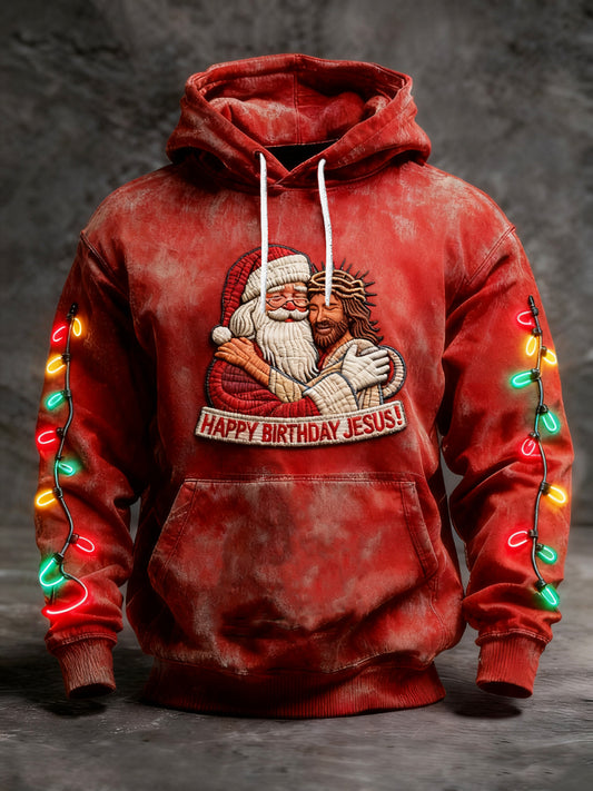 Retro Christmas Jesus Santa Claus Casual Hoodie