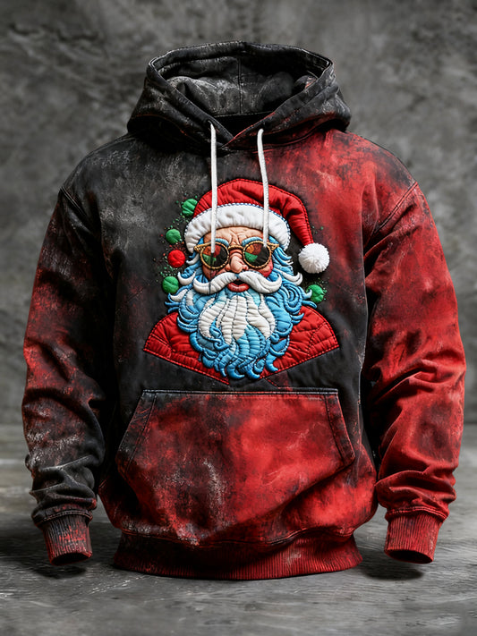 Retro Christmas Sunglasses Santa Claus Casual Hoodie