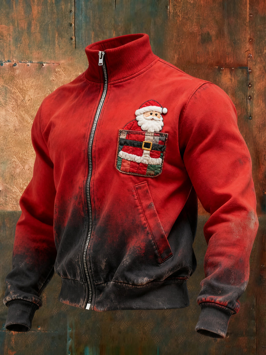 Retro Christmas Santa Claus Casual Jacket