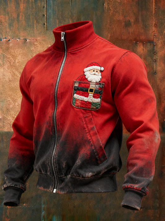 Retro Christmas Santa Claus Casual Jacket
