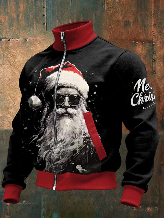 Retro Christmas Sunglasses-Wearing Santa Casual Jacket
