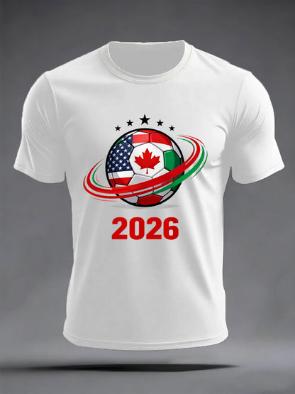 Men's 2026 Soccer Print Gift For Soccer Fans Casual Tee