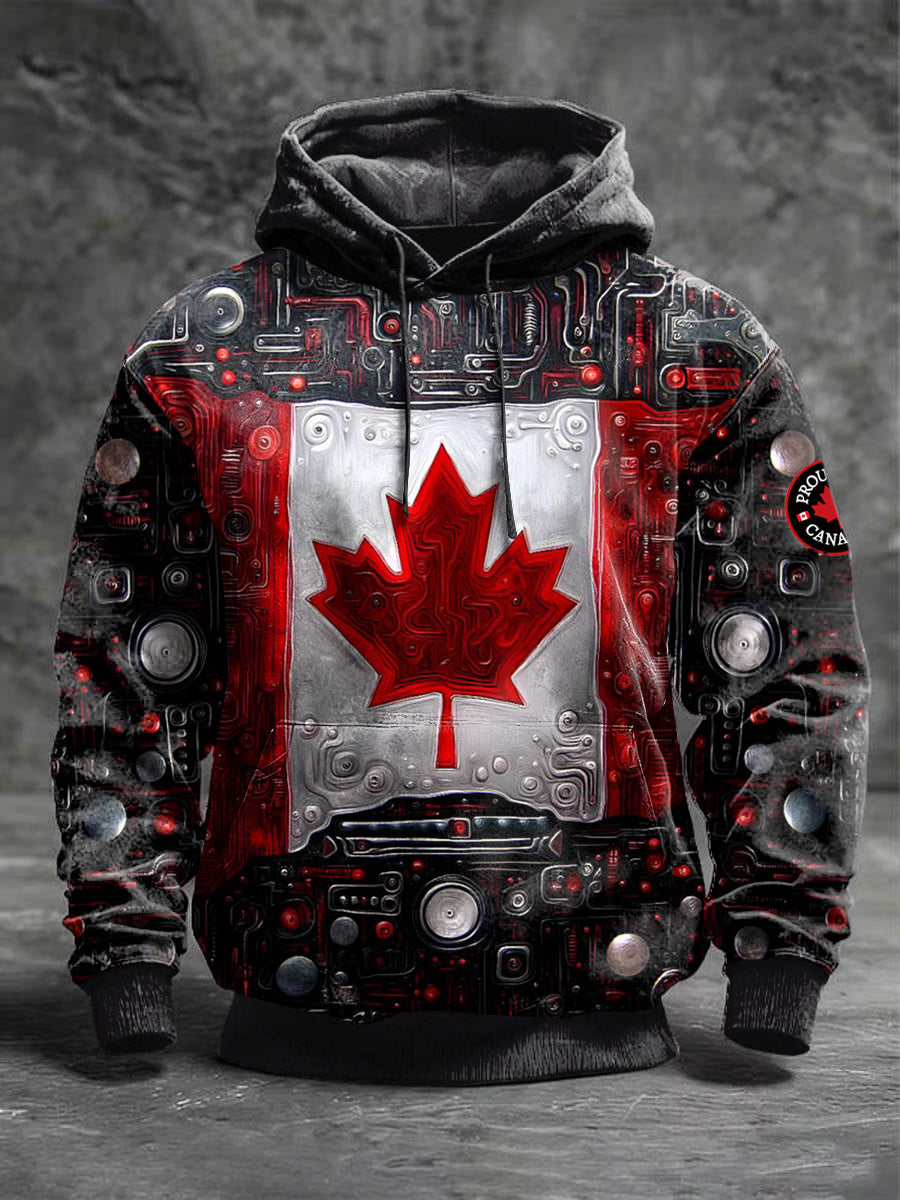 Men's Canada Flag Print Cyberpunk-Style Jacket