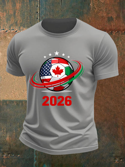 Men's 2026 Soccer Print Gift For Soccer Fans Casual Tee