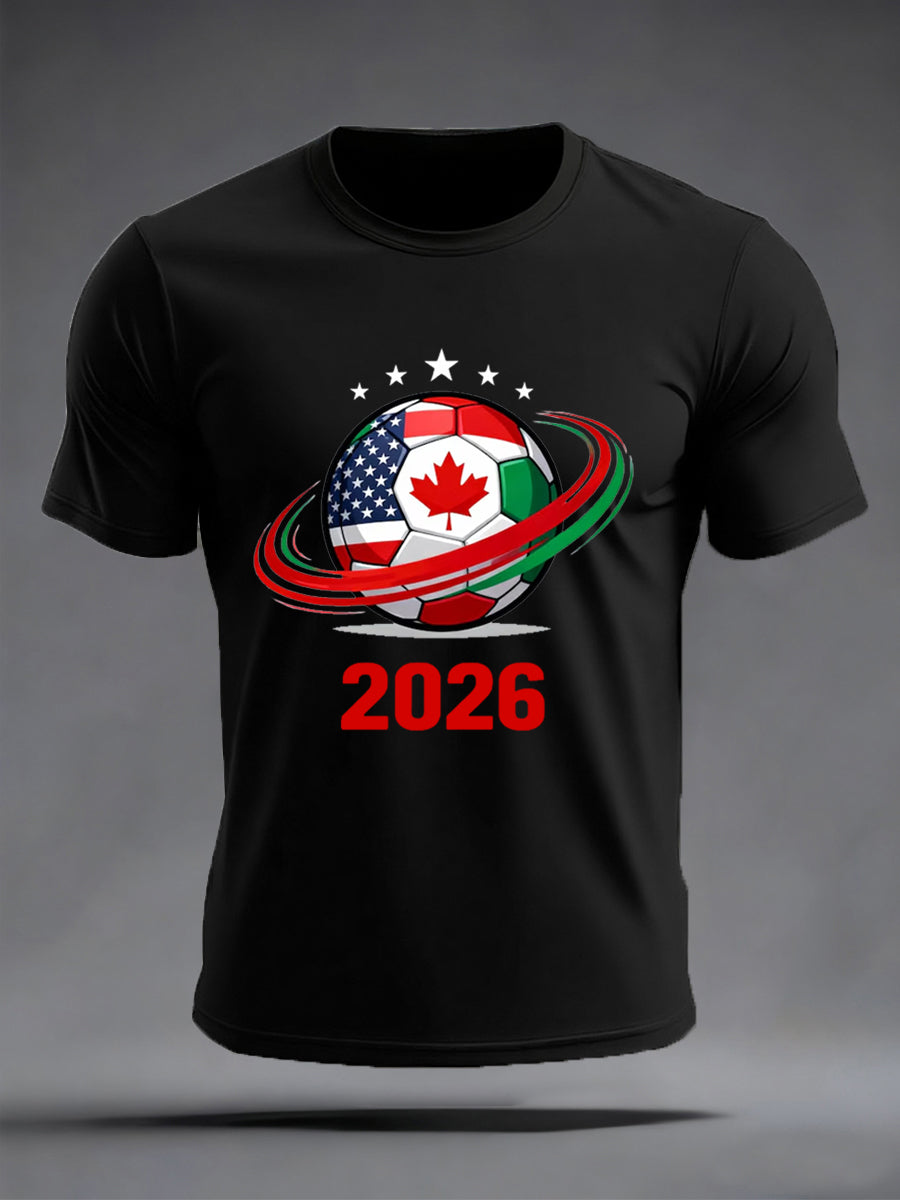 Men's 2026 Soccer Print Gift For Soccer Fans Casual Tee