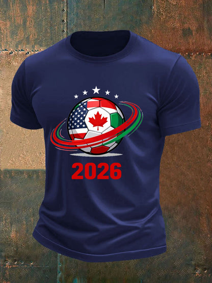 Men's 2026 Soccer Print Gift For Soccer Fans Casual Tee
