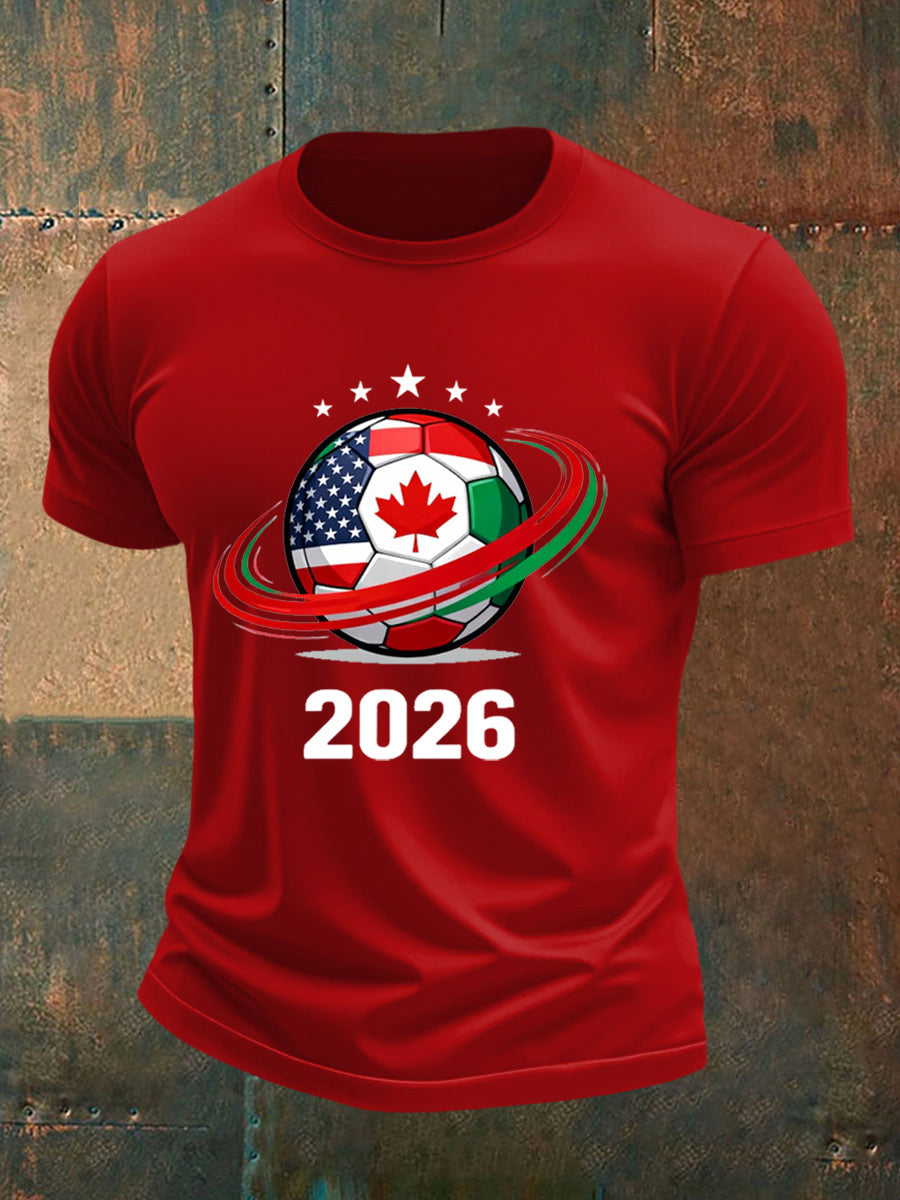 Men's 2026 Soccer Print Gift For Soccer Fans Casual Tee