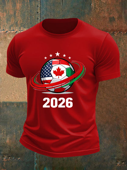 Men's 2026 Soccer Print Gift For Soccer Fans Casual Tee