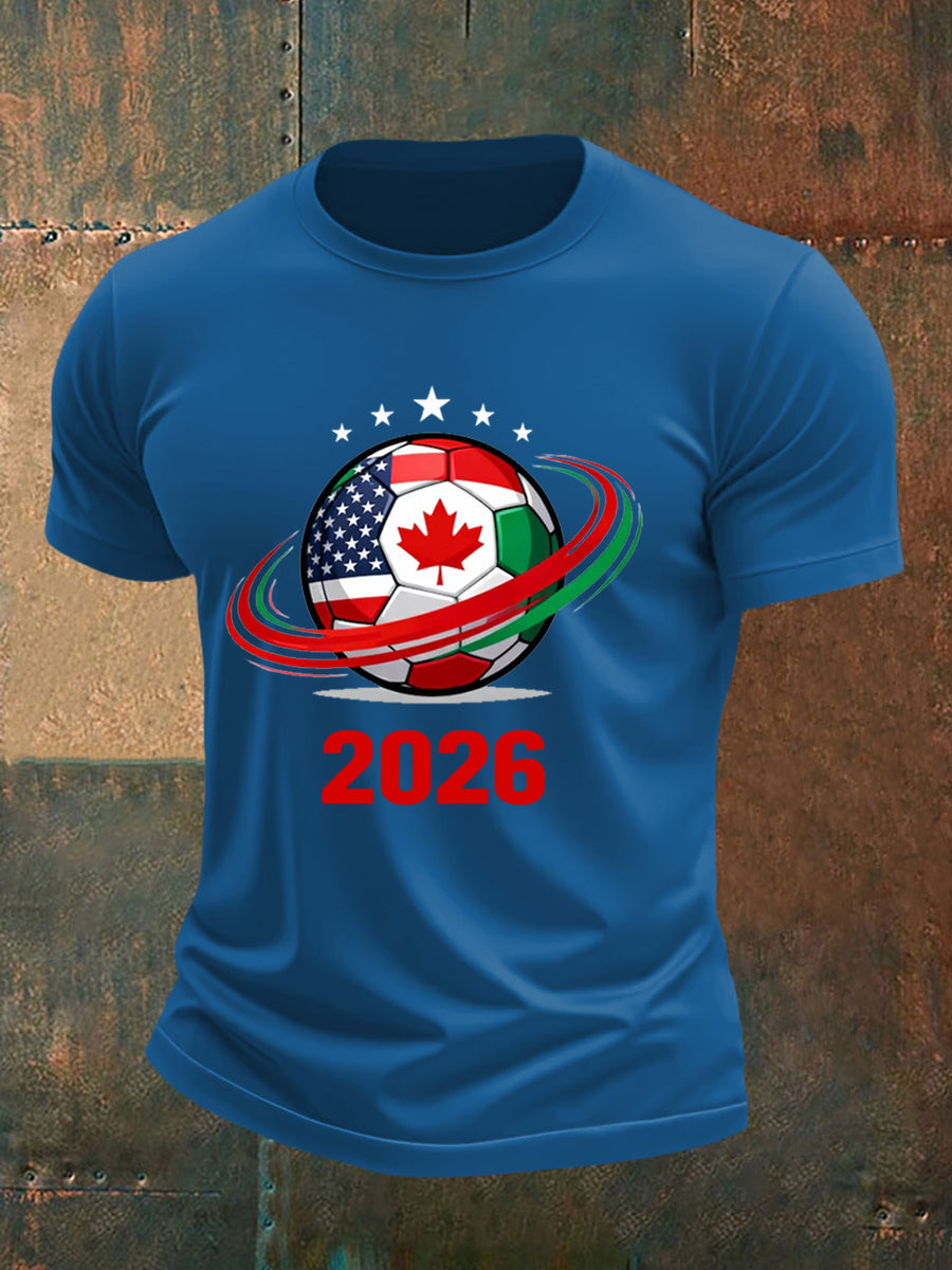 Men's 2026 Soccer Print Gift For Soccer Fans Casual Tee