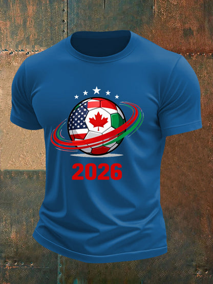 Men's 2026 Soccer Print Gift For Soccer Fans Casual Tee