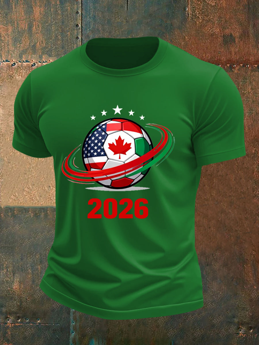Men's 2026 Soccer Print Gift For Soccer Fans Casual Tee