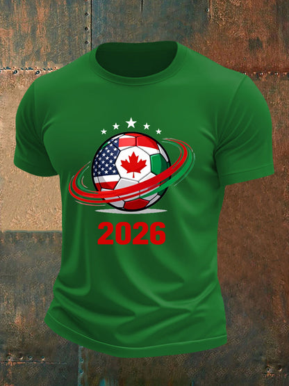 Men's 2026 Soccer Print Gift For Soccer Fans Casual Tee