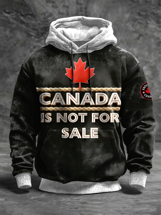 Men's Canada Text Design Print Black Hooded Sweatshirt