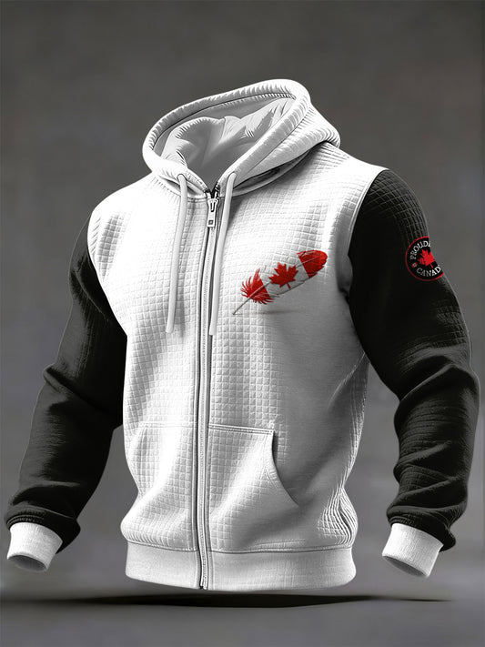 Men's Canada Flag Feather Design Printed Jacket
