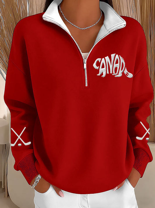 Women's Retro Canada Hockey Print Sweatshirt