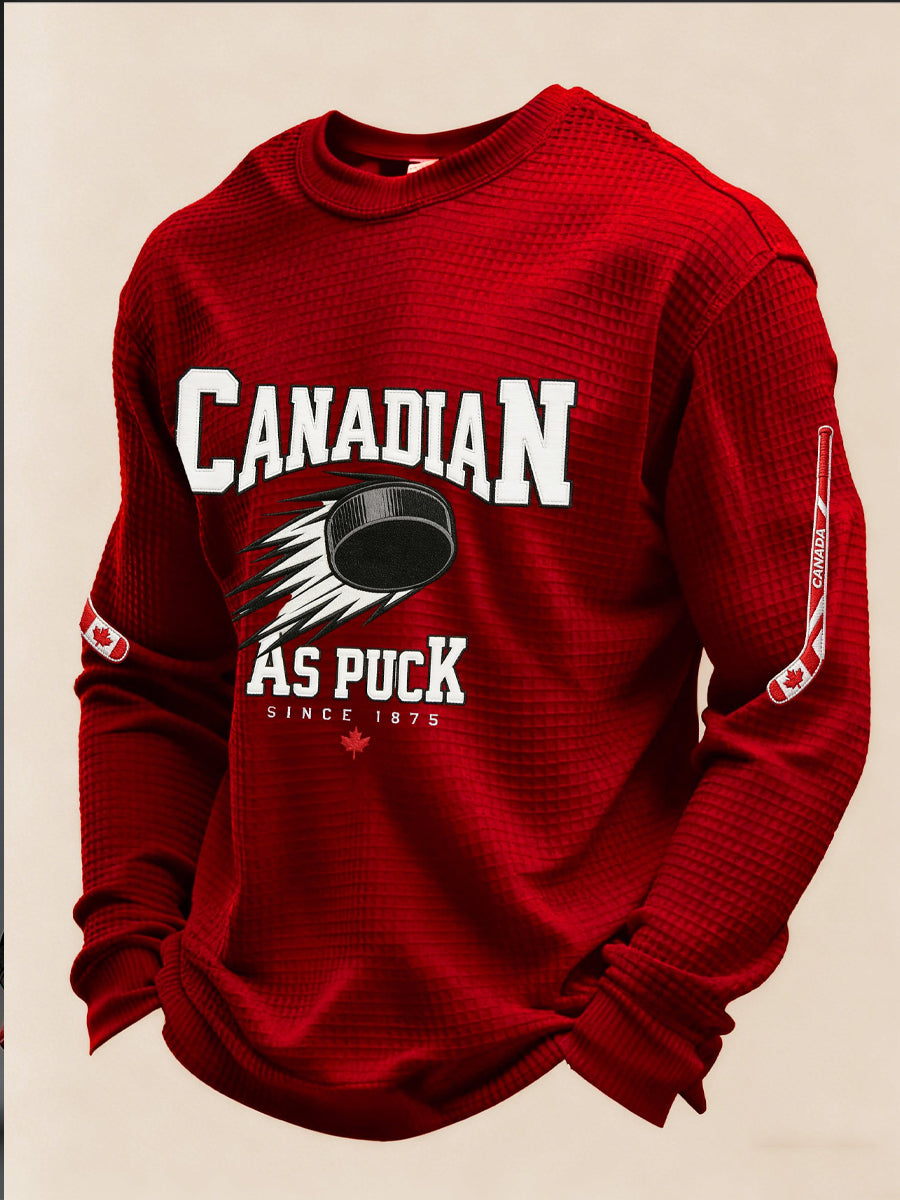 Men's Autumn Winter Canadian Ice Hockey Print Sporty Casual Top