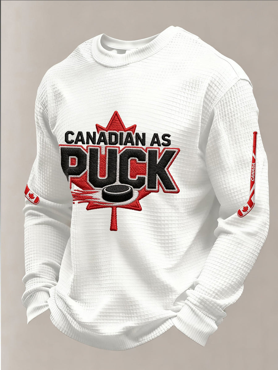 Men's Vintage Canada Hockey Printed Casual Top