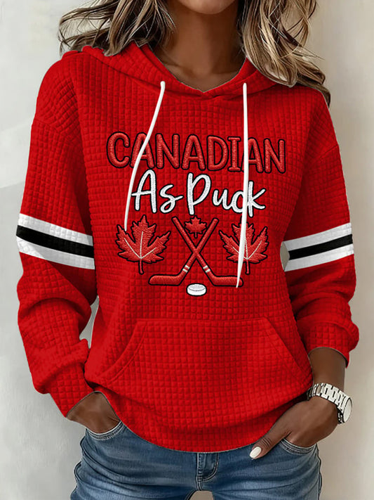 Women's Vintage Canada Hockey Print Casual Sweatshirt