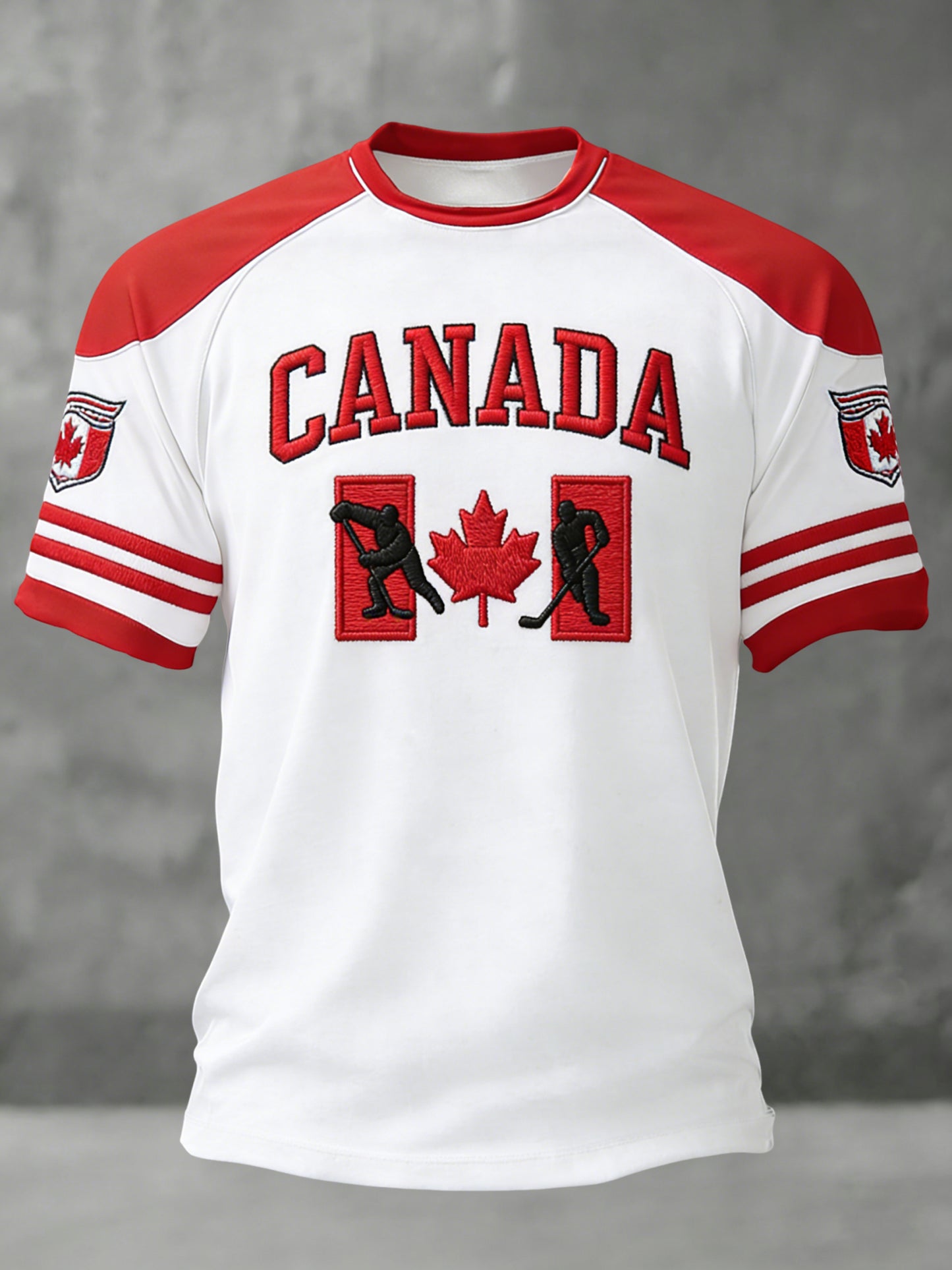 Retro Canadian Hockey Patchwork Casual Jersey