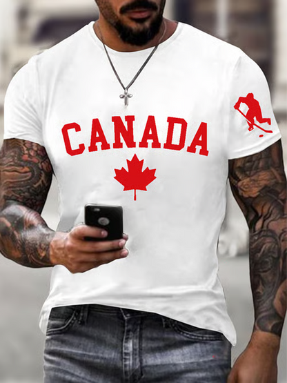 Men's Canadian Ice Hockey imitation cotton short-sleeved T-shirt
