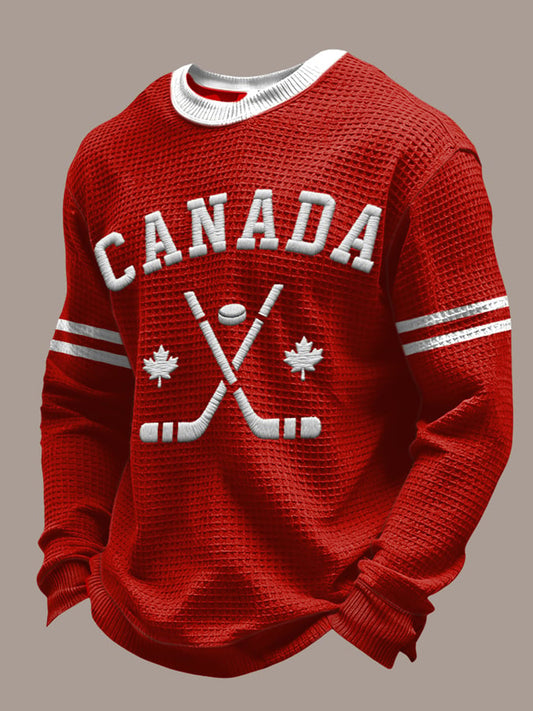 Men's Canadian Hockey Print Casual Long-Sleeved Top