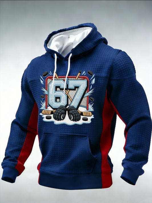 Men's Ice Hockey Pattern Hooded Sweatshirt