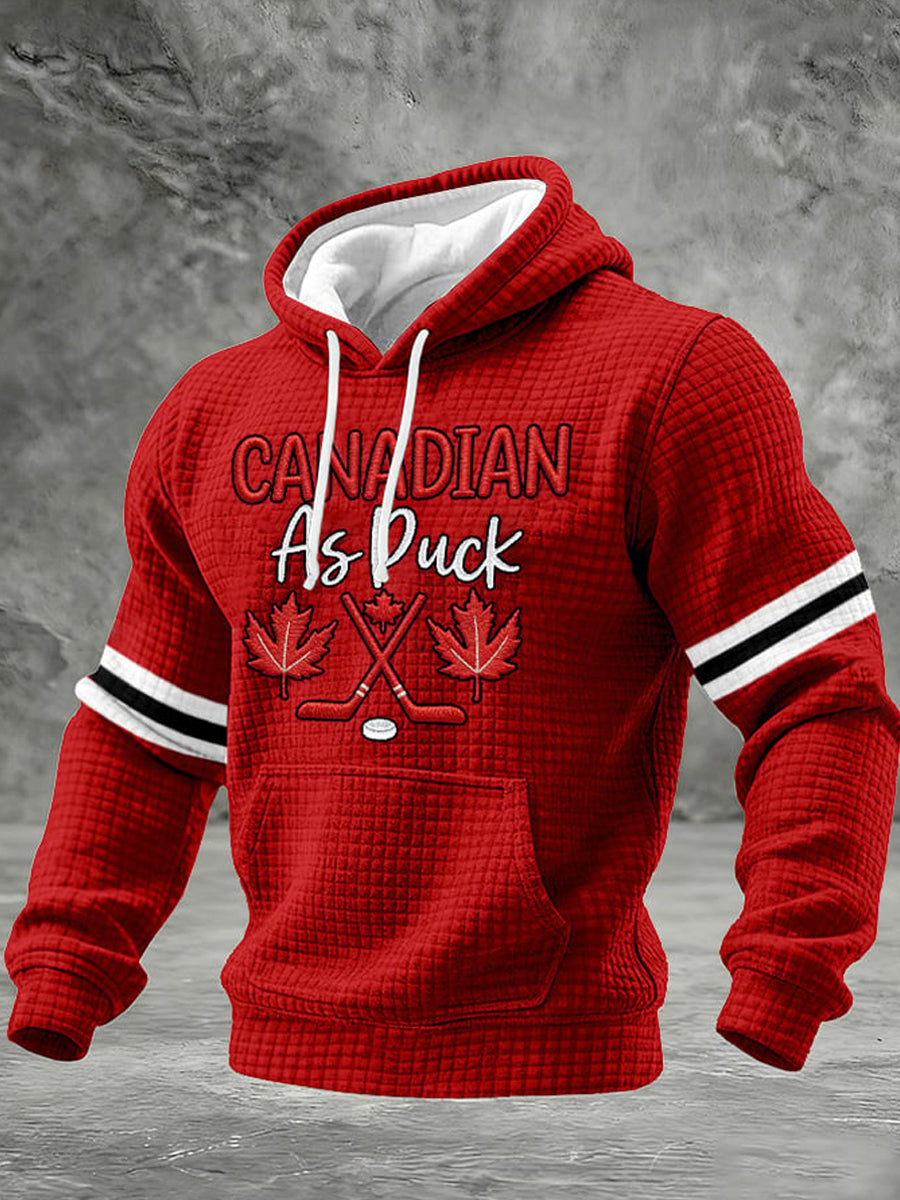 Men's Vintage Canada Hockey Printed Casual Hoodie