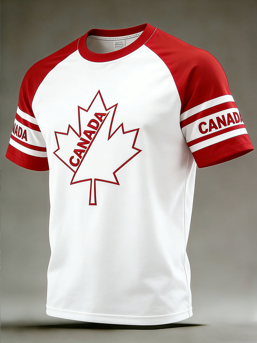 Retro Canadian Hockey Maple Leaf Patchwork Jersey