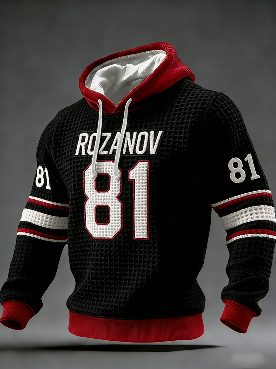Men's Vintage Romantic Ice Hockey Print Hoodie