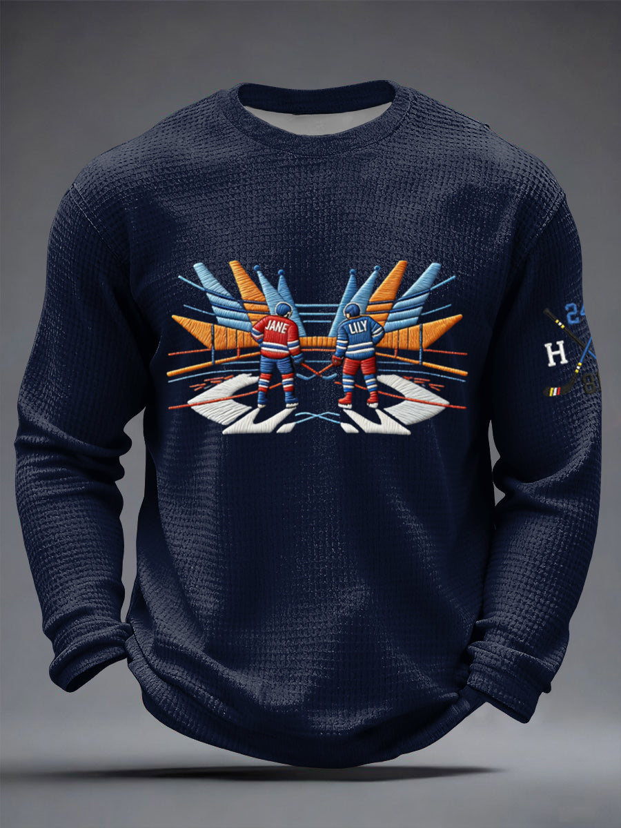 Retro Heated Rivalry Hockey Casual Waffle-Weave T-Shirt
