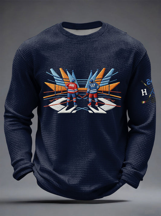 Retro Heated Rivalry Hockey Casual Waffle-Weave T-Shirt