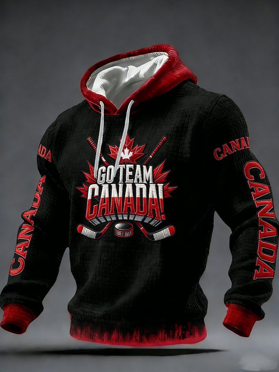Men's Vintage Canadian Ice Hockey Print Hoodie