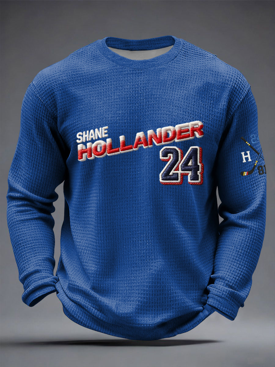 Retro Heated Rivalry Shane Hollander 24 Casual Waffle-Weave T-Shirt