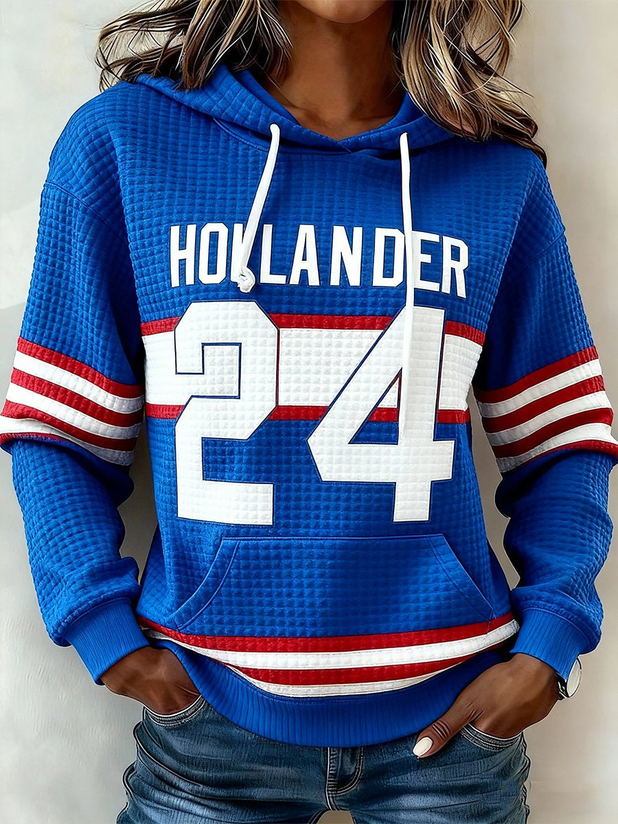 Women's Vintage Romantic Ice Hockey Print Hoodie