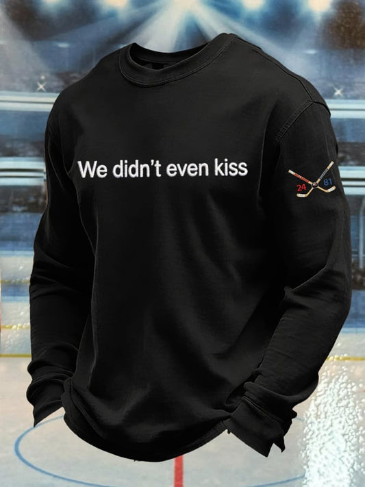 Men's casual retro ice hockey-themed long-sleeved T-shirt